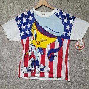 Vintage 1995 Looney Tunes x Freeze Tweety Bird All Over Print Shirt Men's L NWT